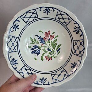 Johnson Brothers Provincial Round Serving Bowl Floral Center Scalloped Edge